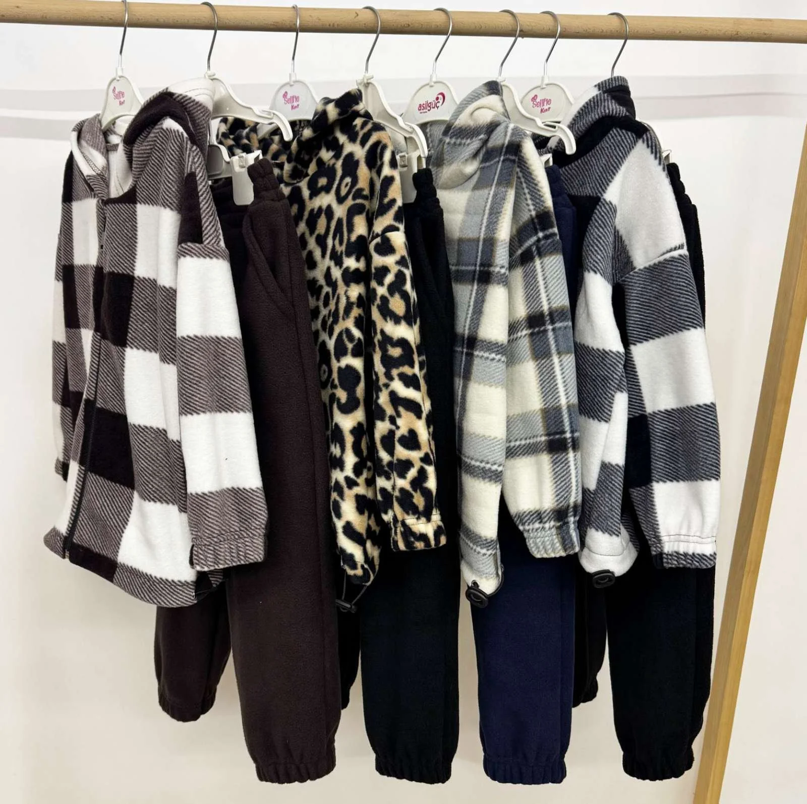 Теплий костюм клітинка фліс дитячий від 98 до 158 см флісовий костюм у клітинку для хлопчиків та дівчат, фото №6