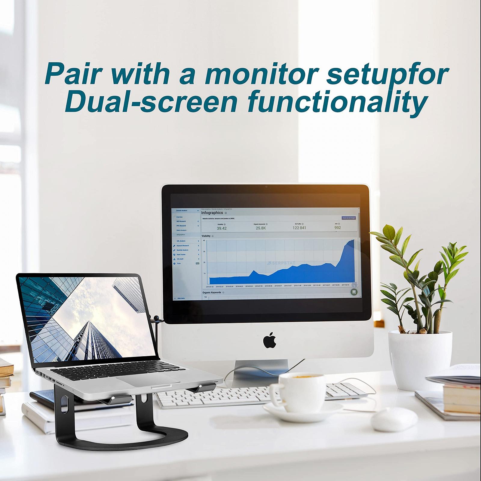 Підставка для ноутбука Konsol: Знімна з вентиляцією, портативна сумісна з ноутбуками 10-15,9 дюймів MacBook, HP, Dell, Lenovo, Samsung, Acer, Huawei (Чорна вигнута), фото №3 Підставка для ноутбука Konsol: Знімна з вентиляцією, портативна сумісна з ноутбуками 10-15,9 дюймів MacBook, HP, Dell, Lenovo, Samsung, Acer, Huawei (Чорна вигнута), фото №3