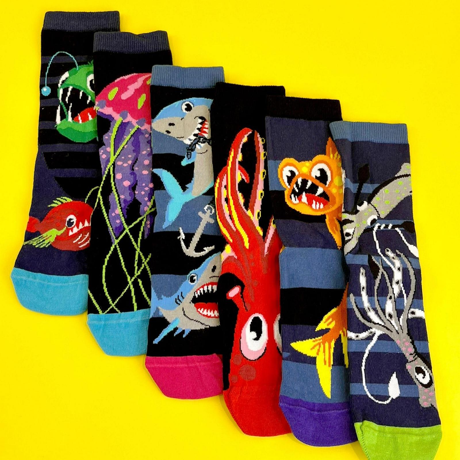 Носки Oddsocks Socks of the Deep Shark Deep Sea Размер 30-38, Набор 6 пар, Разноцветные, L, фото №7