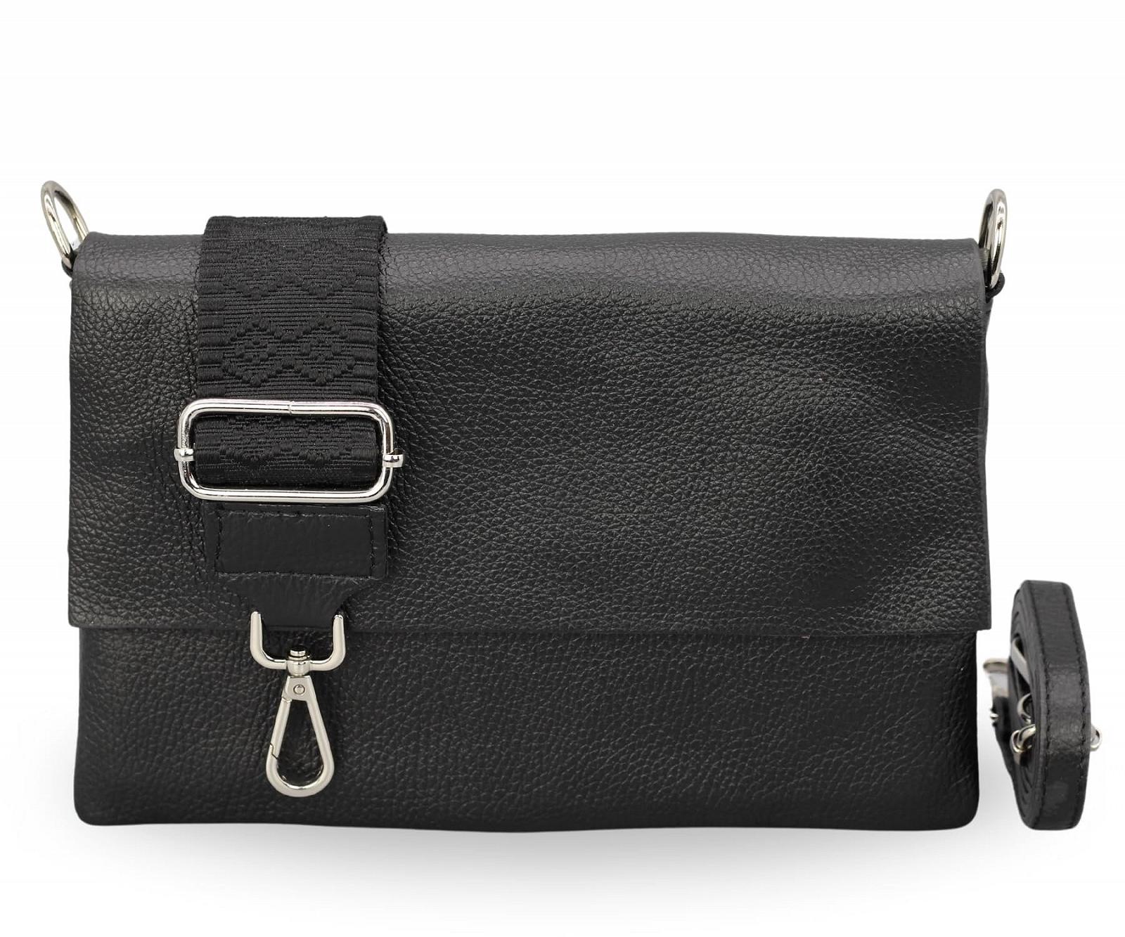 Сумка на плечо Brise Женская Натуральная кожа Elisa Сумка ручной работы Маленькая Узкая сумка 3 отделения Сумка через плечо с кожаным ремешком + Дополнительный широкий узорный ремешок Сделано в Италии, фото №1