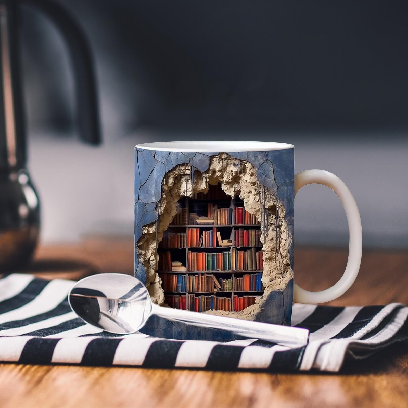 Кружка 3D Книжкова полиця, Керамічна кавова кружка, фото №6