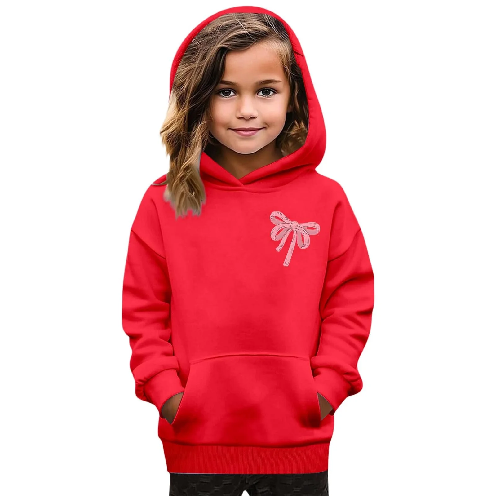 Худі для дівчинки з принтом бантика, милий пуловер, фото №2