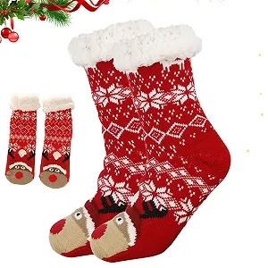 Теплі Різдвяні шкарпетки, 1 пара Теплі шкарпетки-стопери - Фото 1