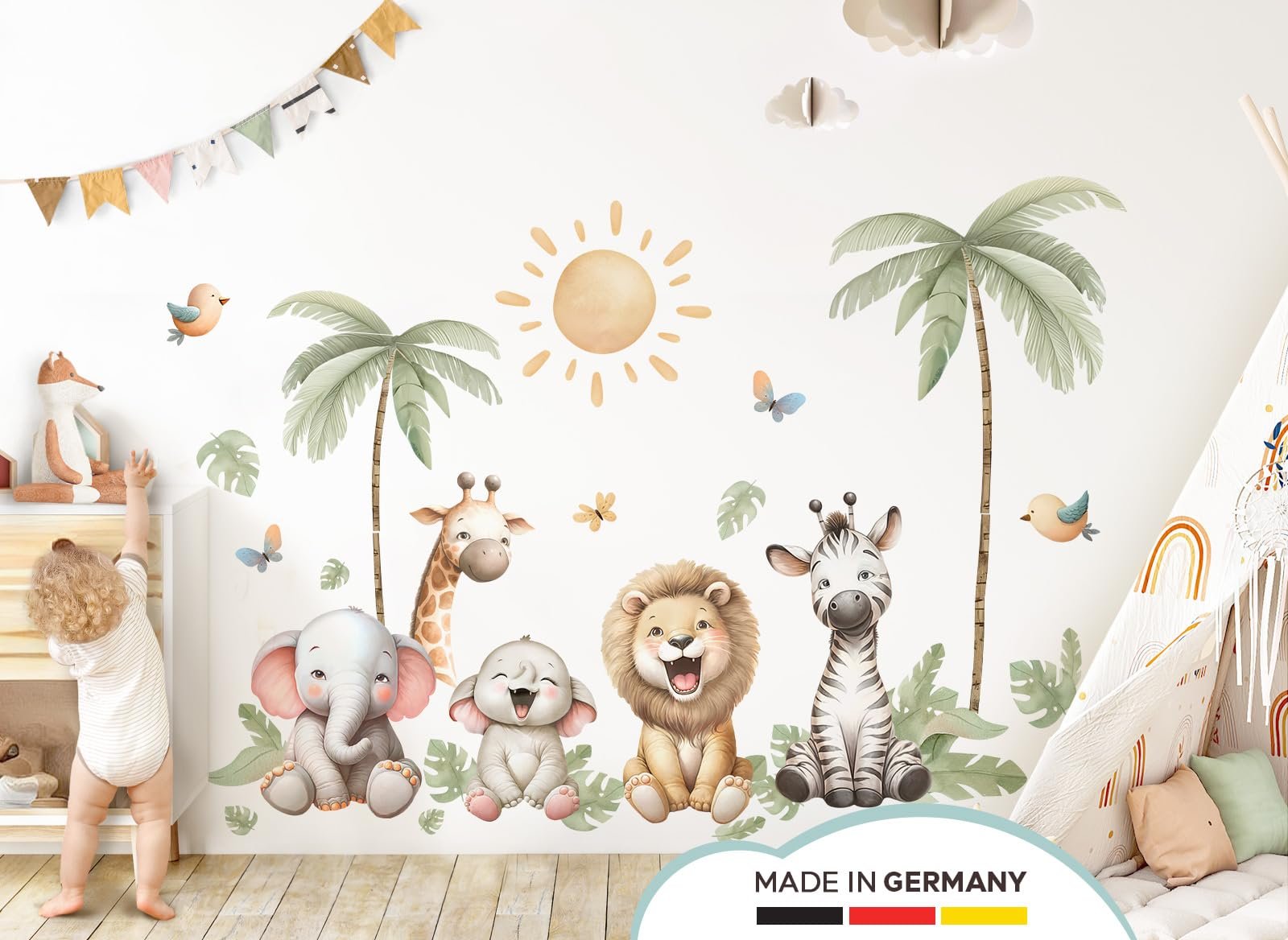 Наклейка на стену Little Deco DL5064 Safari Animals Лев Слон, фото №2