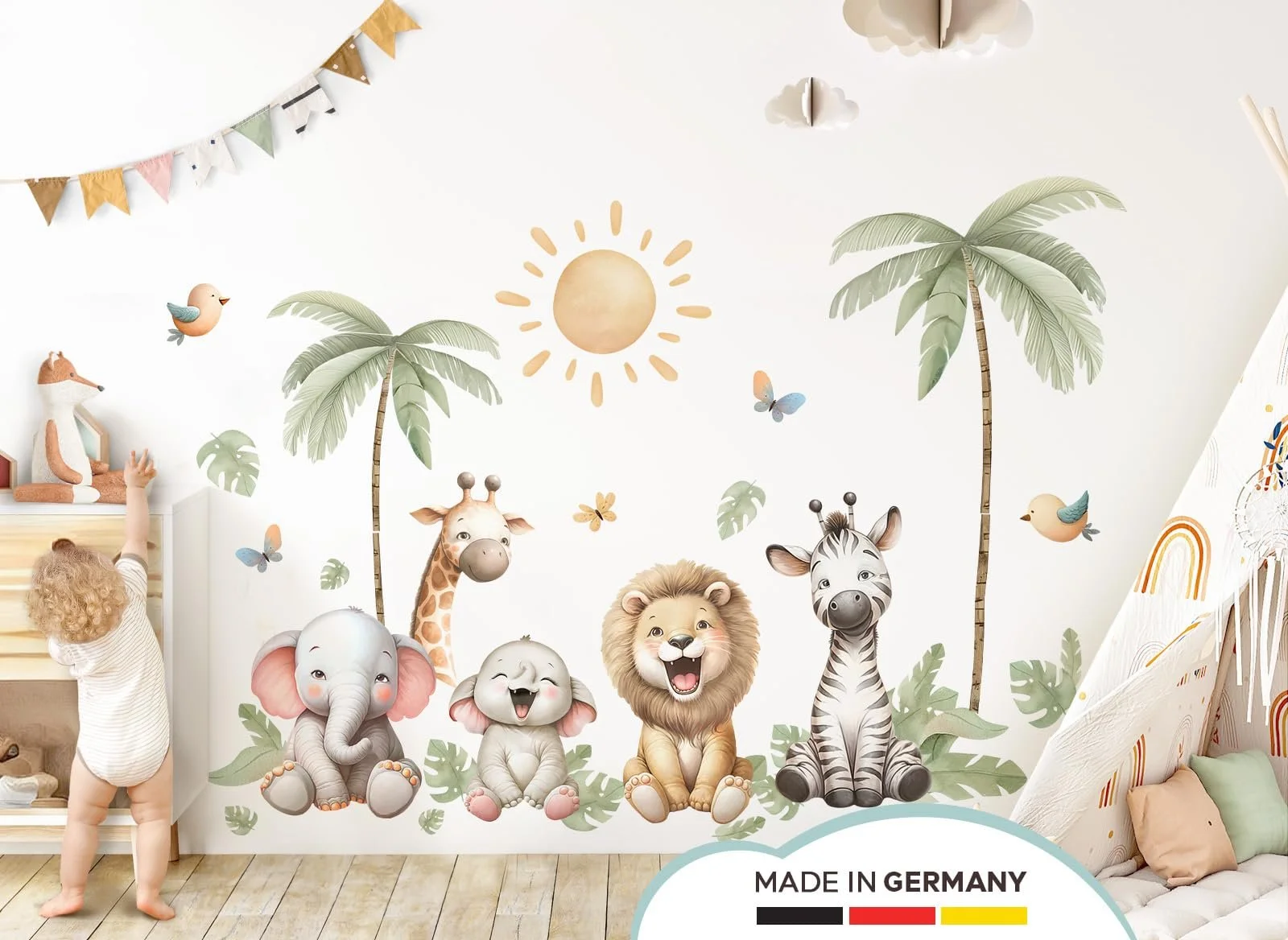 Наклейка на стену Little Deco DL5064 Safari Animals Лев Слон, фото №2