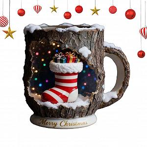 Різдвяна Чашка з ефектом кори дерева, Санта Клаус, смоляна кружка - Фото 1