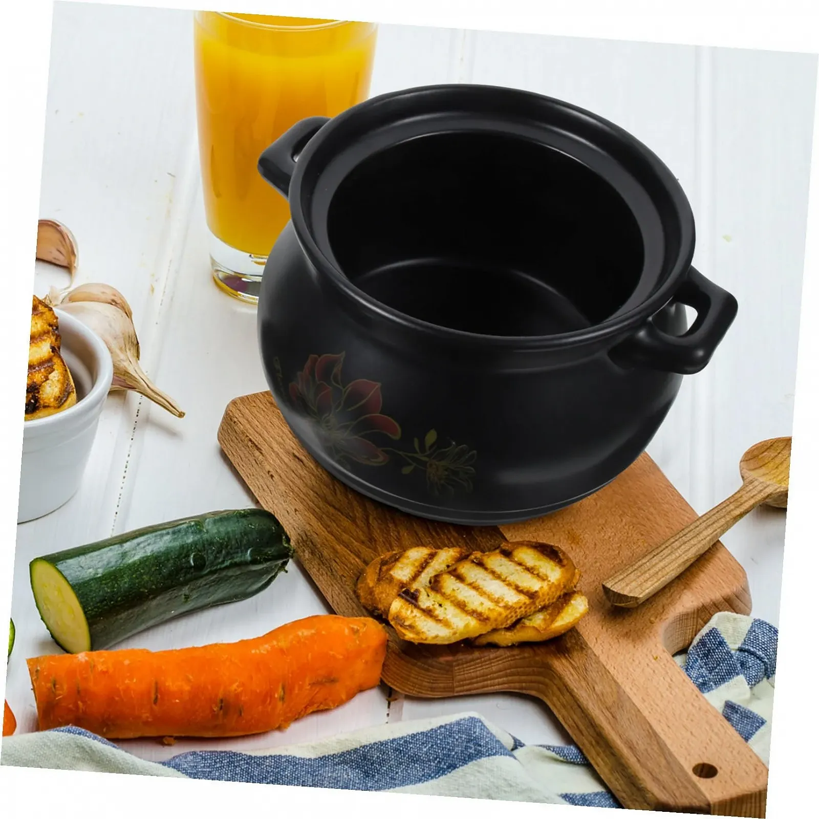 Кастрюля для супа керамическая Black Clay черная, фото №8