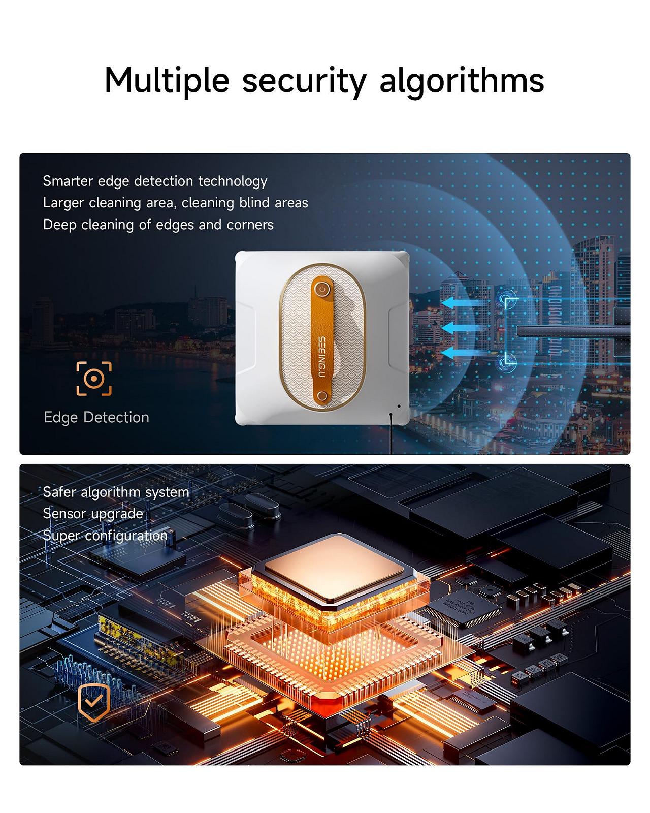 Робот для мойки окон, Intelligent, 6000 PA, технология обнаружения краев для внутренних и наружных окон, с баком 150 мл, фото №7