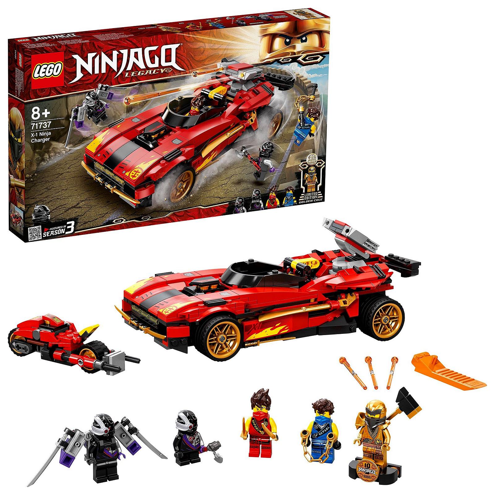 LEGO Ninjago Legacy 71737 X-1 Supercar Ніндзя і Мотоцикл з Колом як Золота Мініфігурка, фото №1