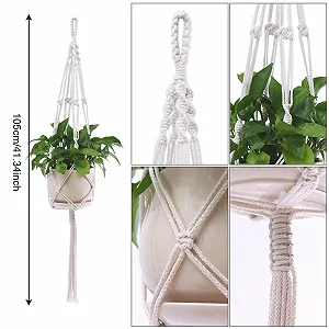 Подвесы для растений Macrame Набор из 2 шт. Хлопок synthetic.ua - Фото 1