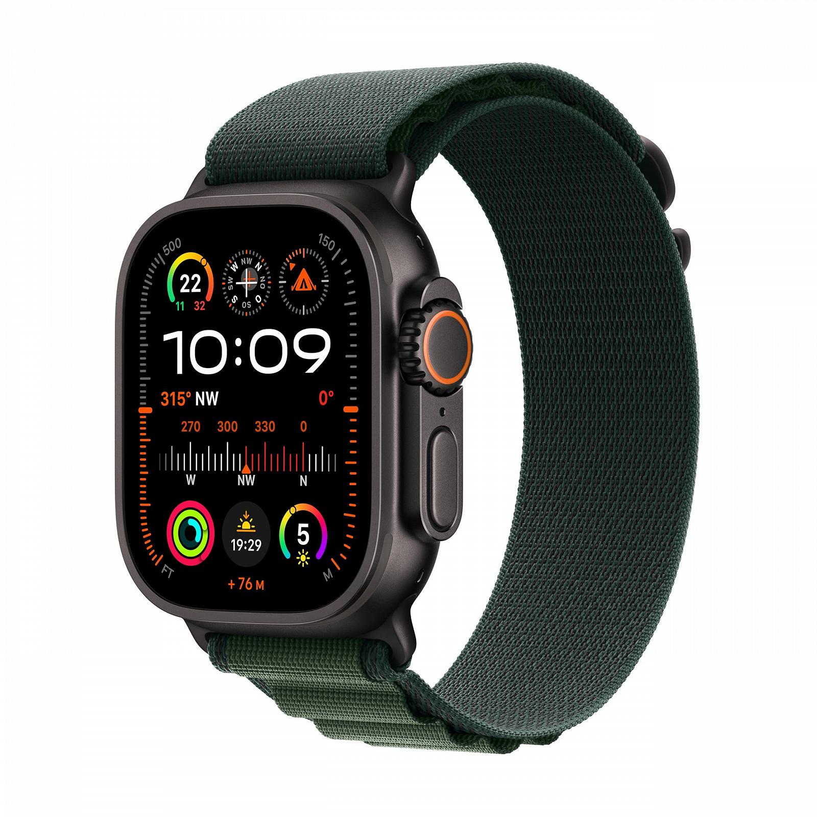 Смарт-годинник Apple Watch Ultra 2 (GPS + Cellular 49мм) Спортивний Титановий корпус Чорний та Alpine Loop Темно-зелений (Small), фото №1