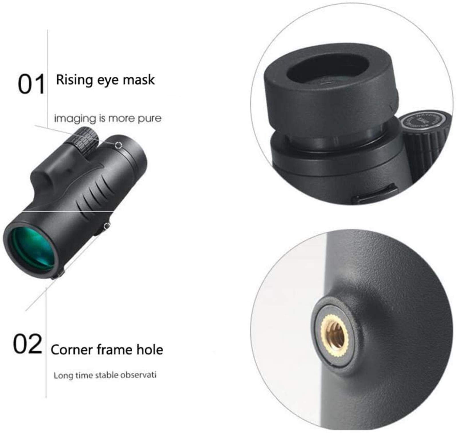Монокуляр 8x42 Монокуляр Висока Якість Компактний Портативний Водонепроникний Антитуманний Ударостійкий Чорний, фото №4