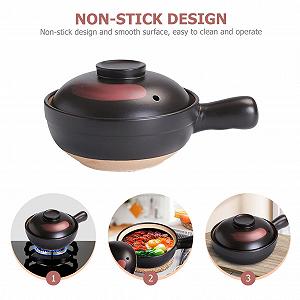 Кастрюля керамическая с ручкой терракотовая черно-красный узор для супов и рагу synthetic.ua - Фото 1