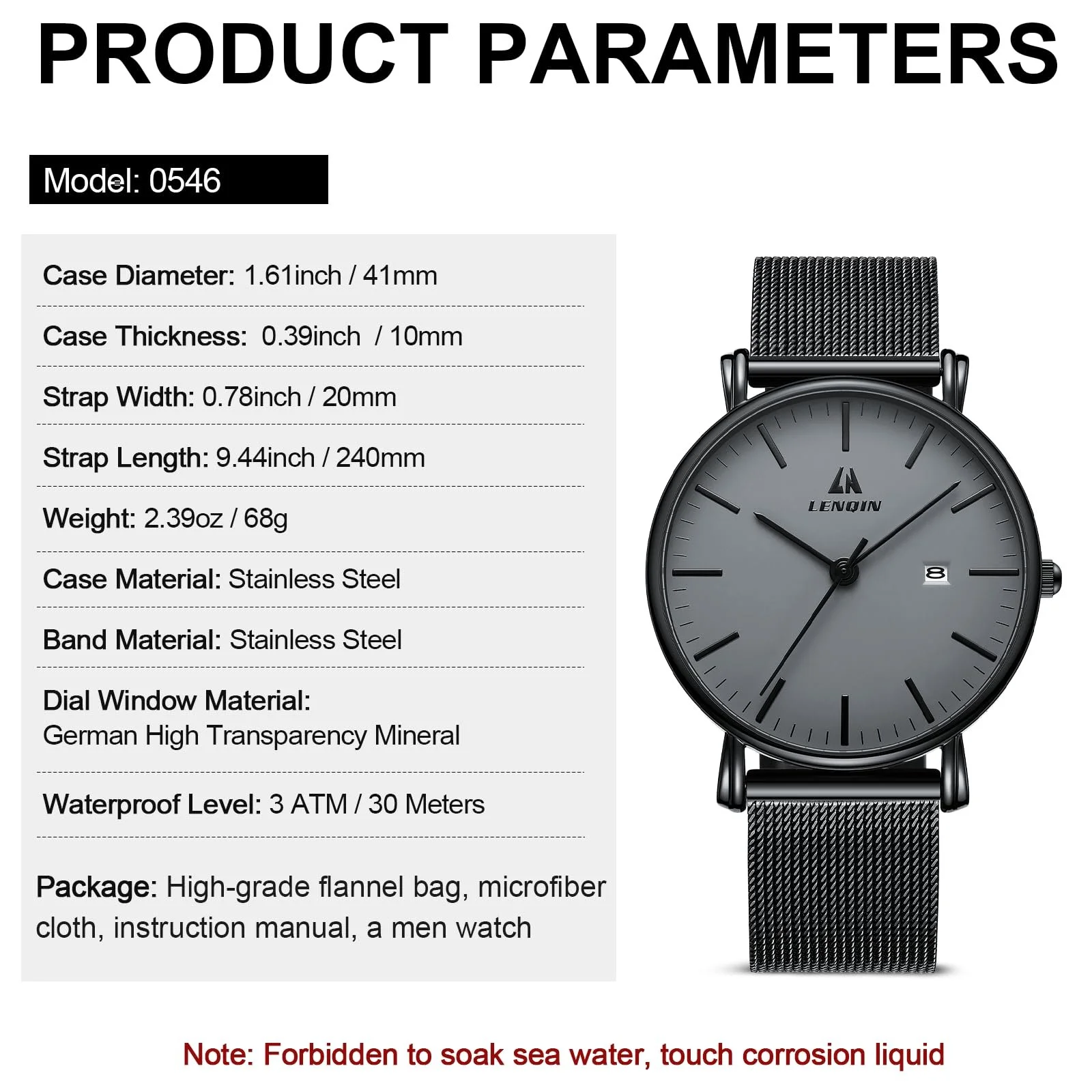 Часы LENQIN Мужские из нержавеющей стали Кварцевые Аналоговые 30М водонепроницаемые с датой, фото №8 Часы LENQIN Мужские из нержавеющей стали Кварцевые Аналоговые 30М водонепроницаемые с датой, фото №8