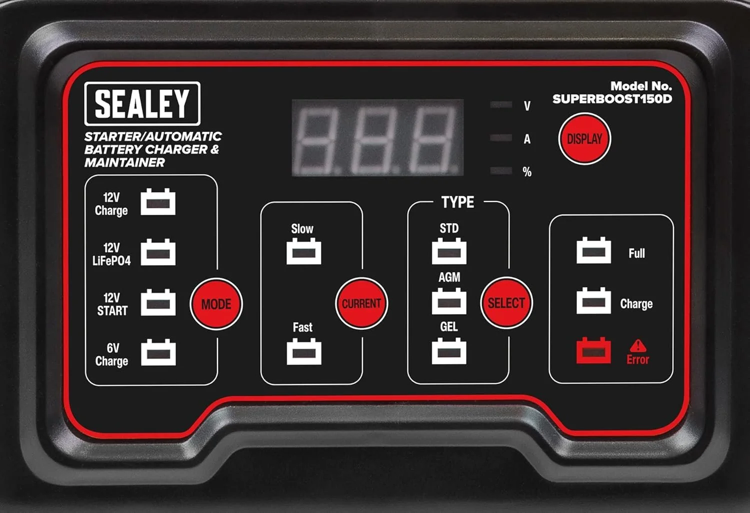 Зарядное устройство для аккумулятора Sealey 6/12V SUPERBOOST150D Красный, фото №7 Зарядное устройство для аккумулятора Sealey 6/12V SUPERBOOST150D Красный, фото №7