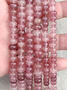Круглі намистини рондель рожева полуниця 8-9 мм synthetic.ua - Фото 1