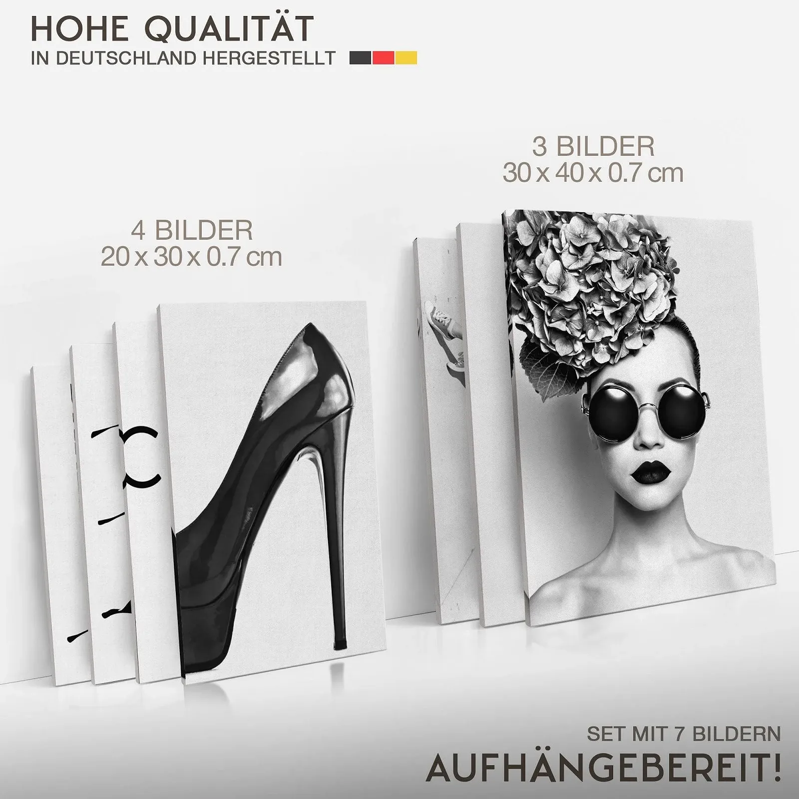 Картини на стіну Novart Coco Fashion набір 7 шт. чорно-білі, фото №4