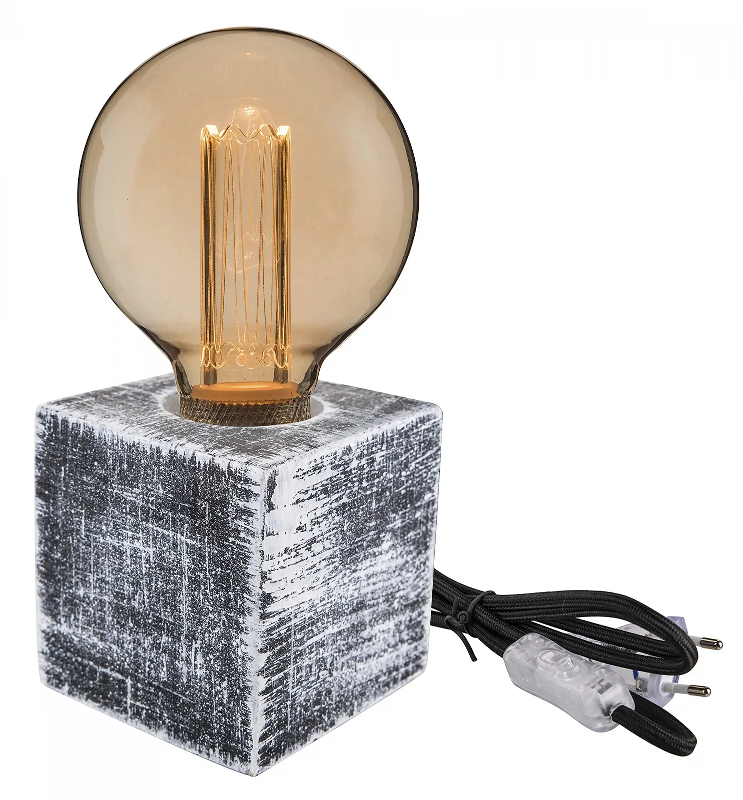 Настільна лампа greenandco Concrete бетонна E27 з вимикачем та вилкою 10 x 10 см чорна, фото №8