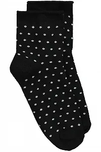 Панчохи Ulla Popken в горошок з підвернутим краєм, чорні, One Size - Фото 1