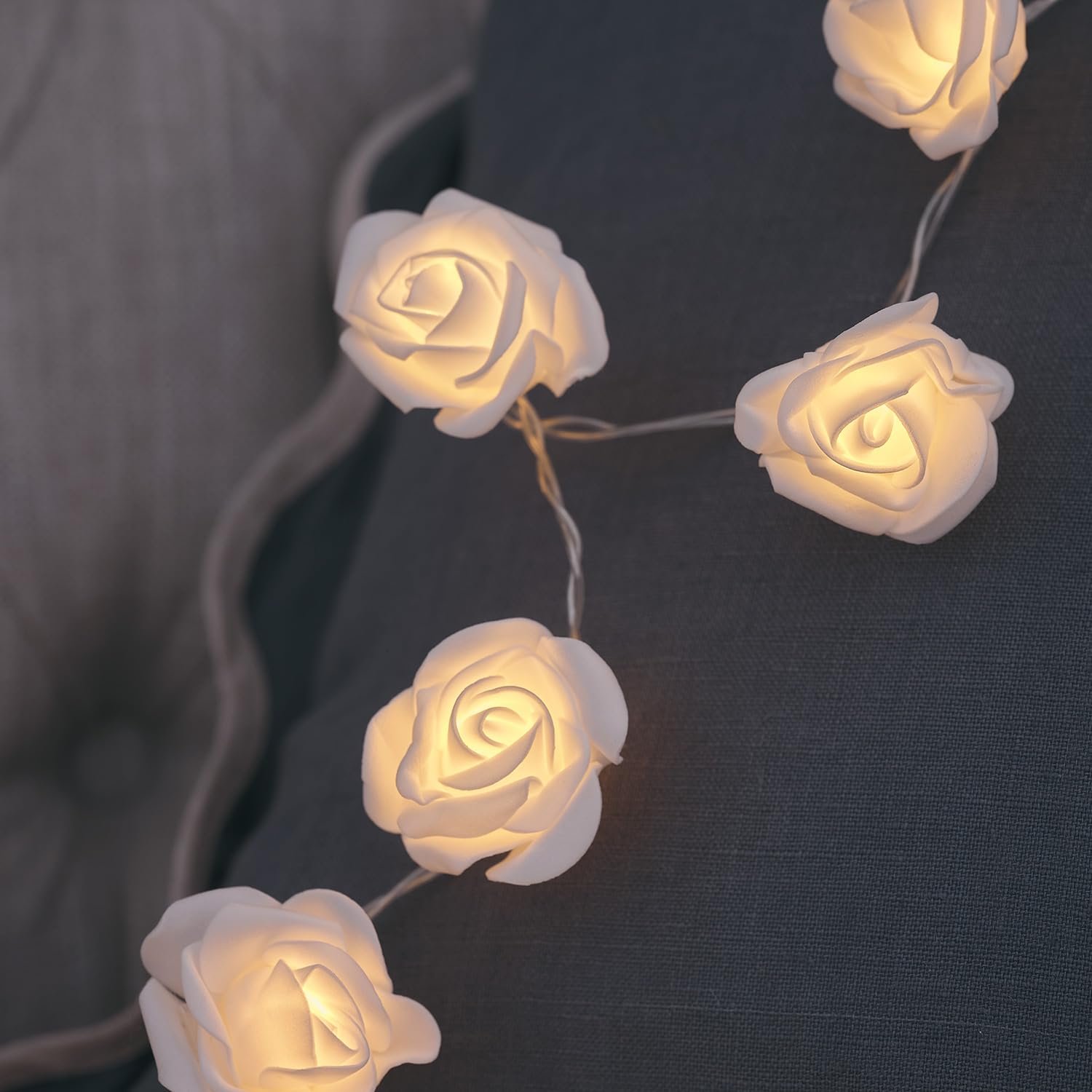 Светодиодная гирлянда Lights4fun Белые розы, 30 LED, белый, фото №5