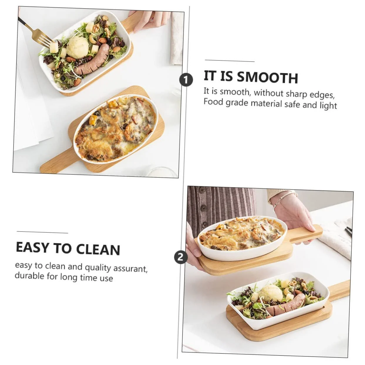 Форма для запікання BESTYASH керамічна овальна з дерев'яною підставкою термостійка, фото №7 Форма для запікання BESTYASH керамічна овальна з дерев'яною підставкою термостійка, фото №7