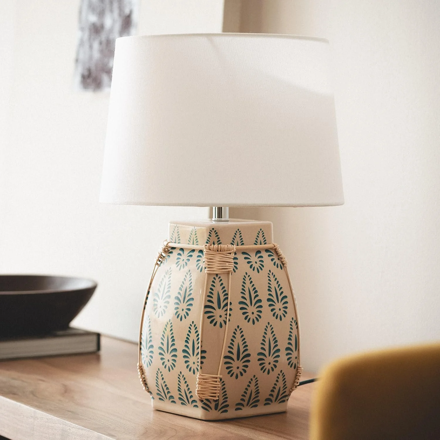 Настільна лампа LEDKIA LIGHTING Ariché E27 White Ceramic Fabric, фото №7