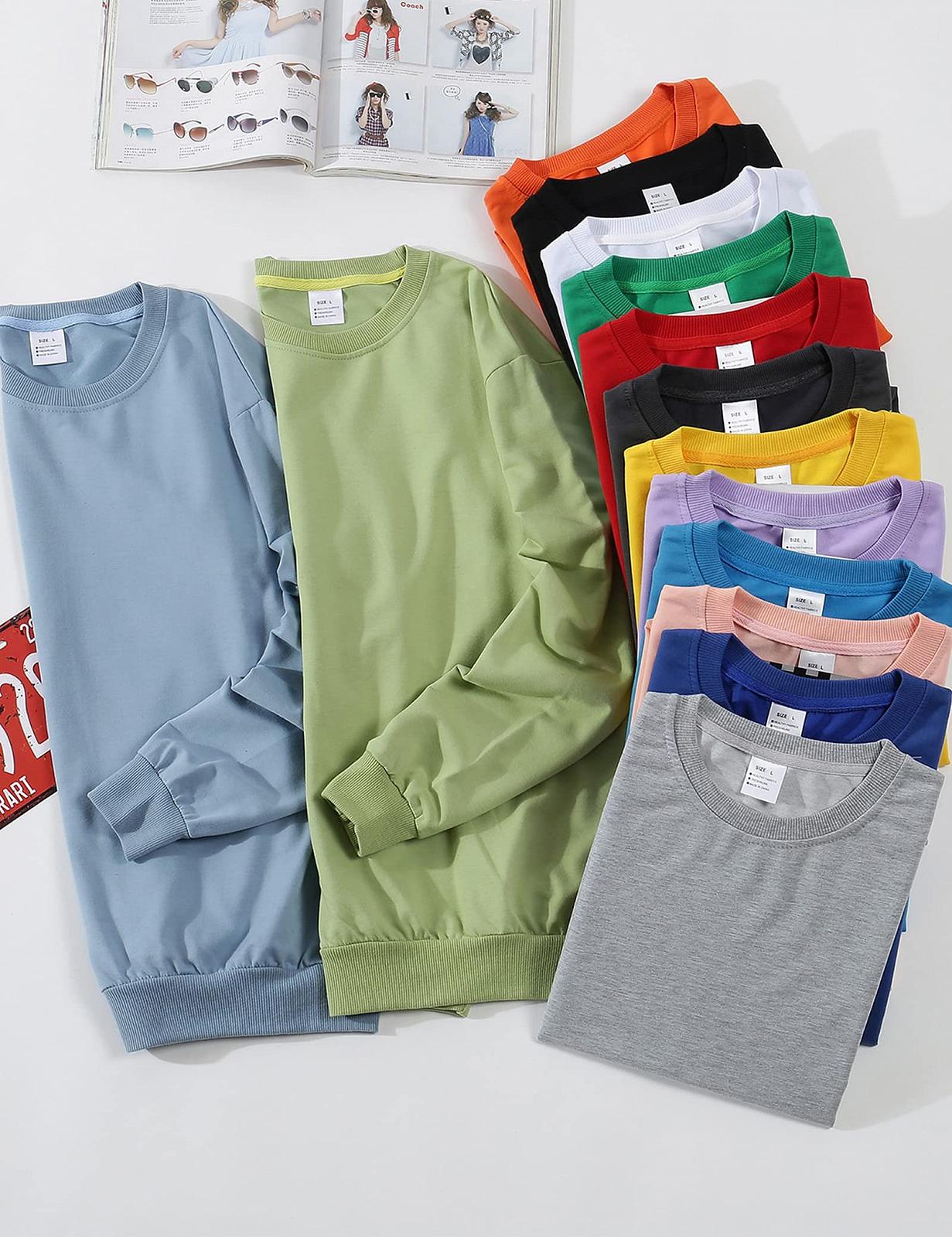 Подростковый свитшот Kiench для мальчиков и девочек, базовый пуловер с круглым вырезом, хлопок, фото №5