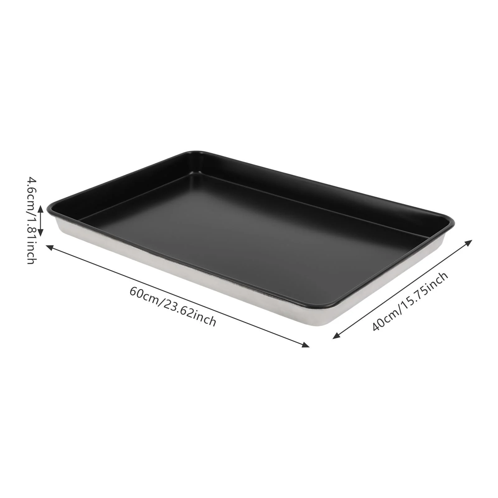 Деко для випікання прямокутне 60 x 40 x 5 см алюмінієвий сплав чорне, фото №3