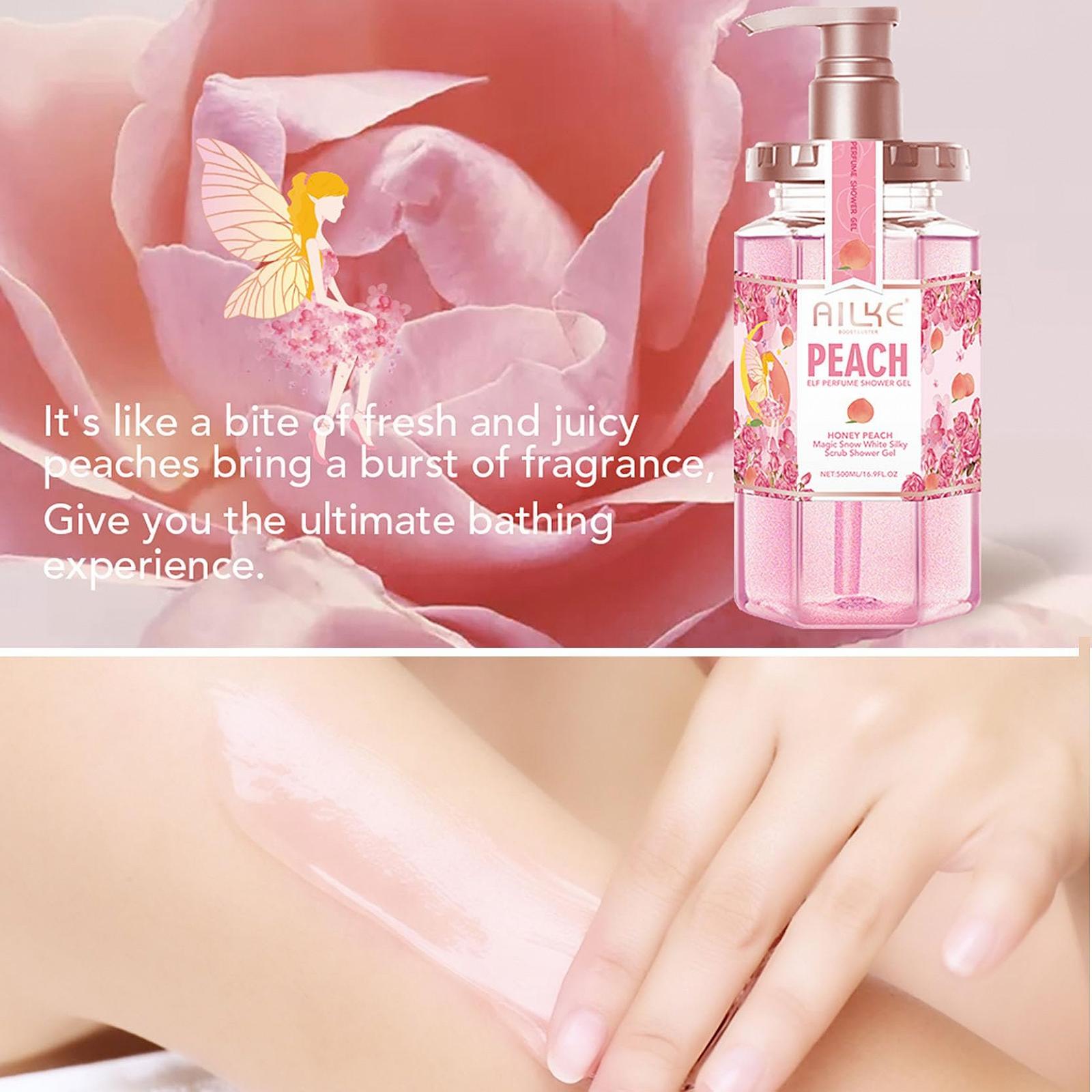 Гель для душу AILKE Peach Elf Perfume Magic Snow White Silky Scrub 500 мл, фото №4