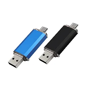 USB-накопичувач 2-Pack 128ГБ Dual Type C + USB A 2-в-1 Чорний та Синій - Фото 1