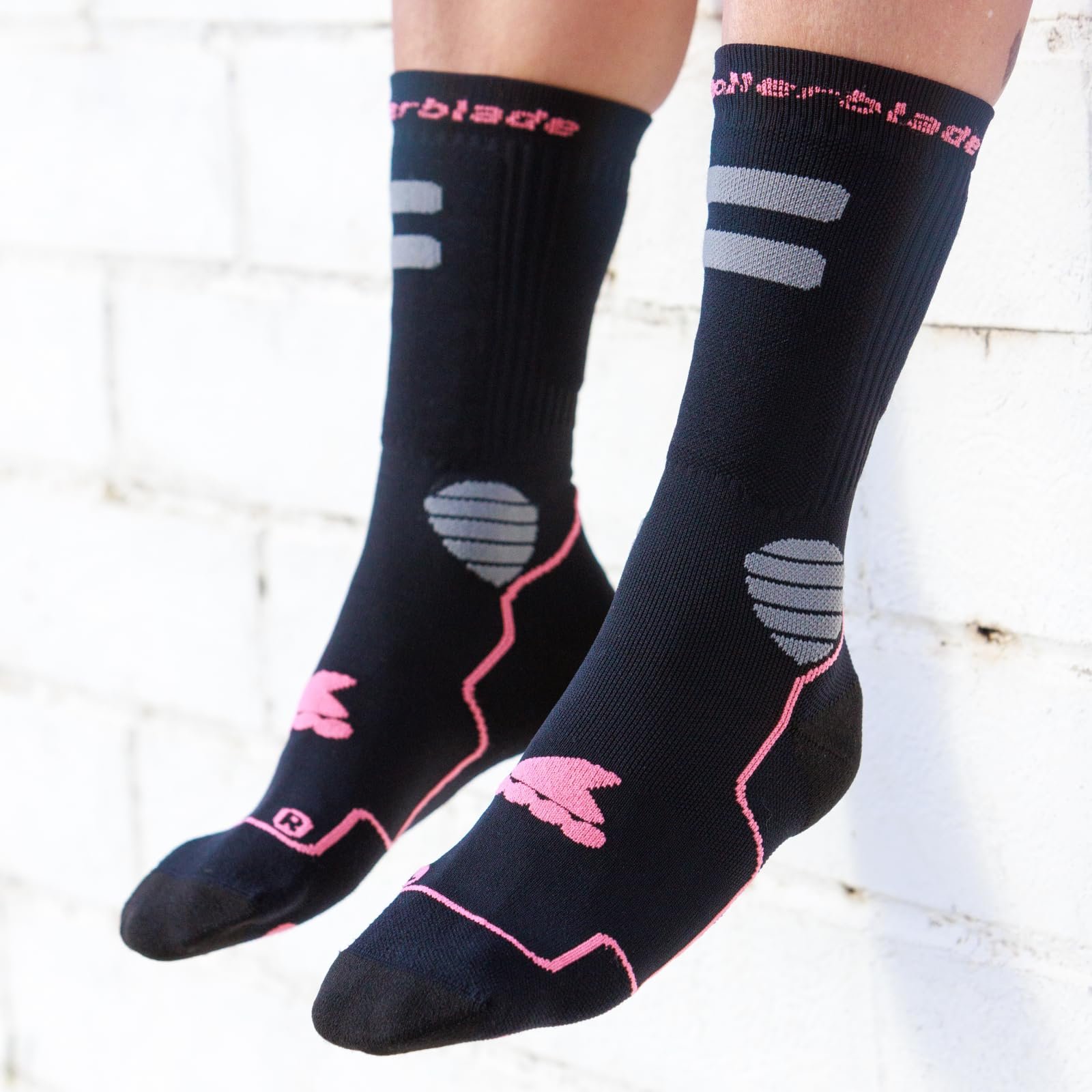 Носки Rollerblade High Performance для роликовых коньков, женские, спортивные носки для взрослых, унисекс, черный/коралловый, фото №4