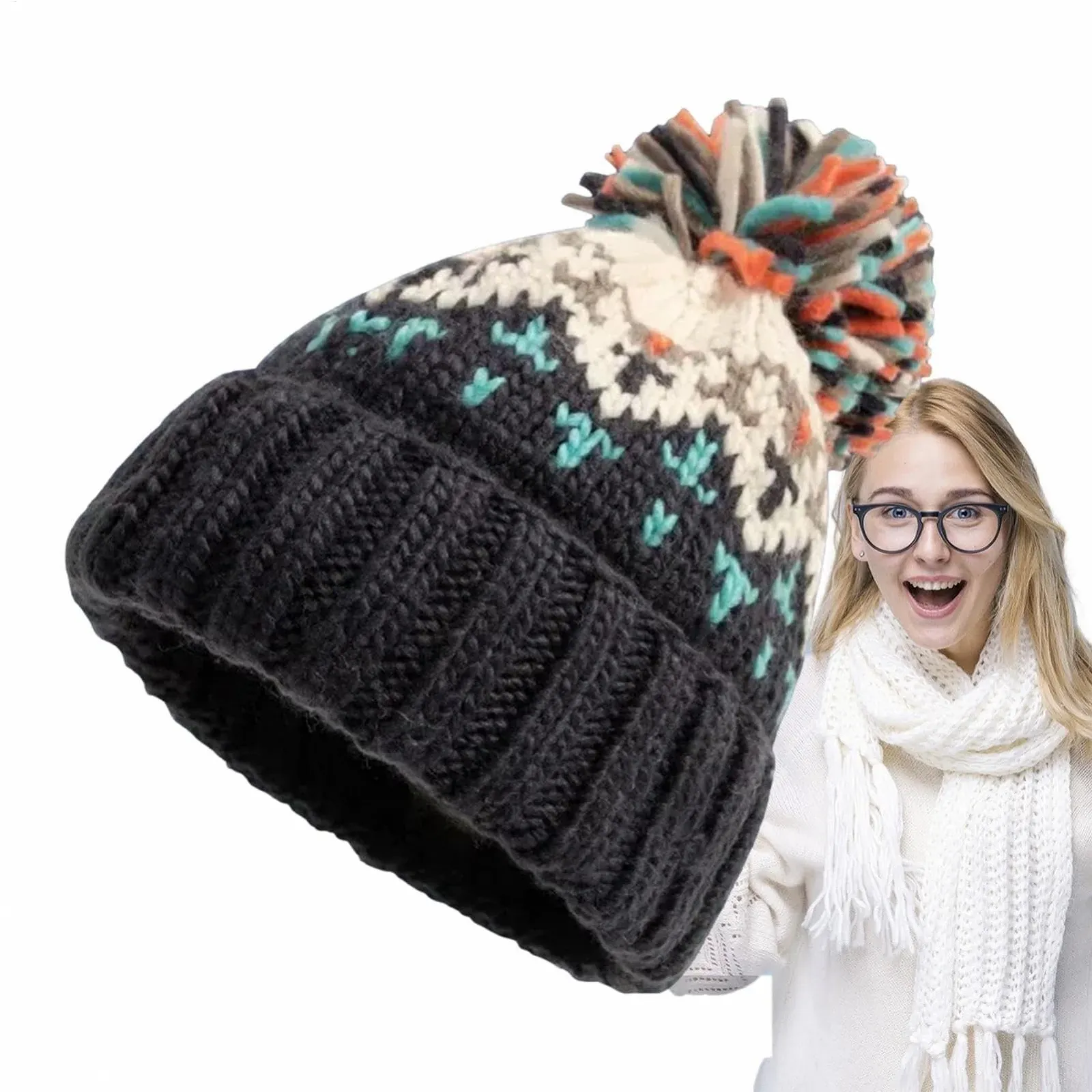 Шапка з помпоном зимова шапка з помпоном м'яка, фото №3