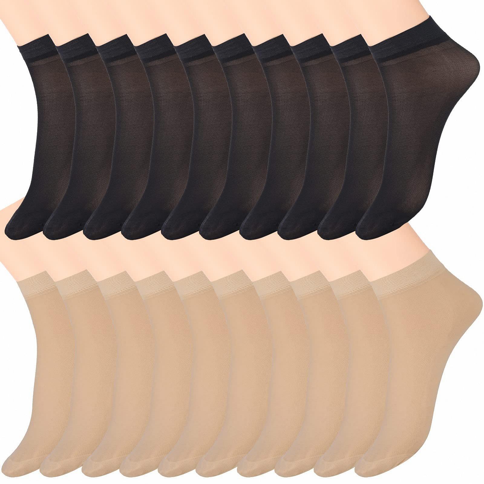 Носки Женские Нейлоновые Щиколотки Тонкие Прозрачные Гольфы Шелковистые Дышащие Черный, One size fits all, фото №1