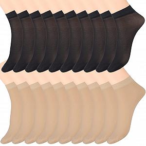 Носки Женские Нейлоновые Щиколотки Тонкие Прозрачные Гольфы Шелковистые Дышащие Черный, One size fits all - Фото 1