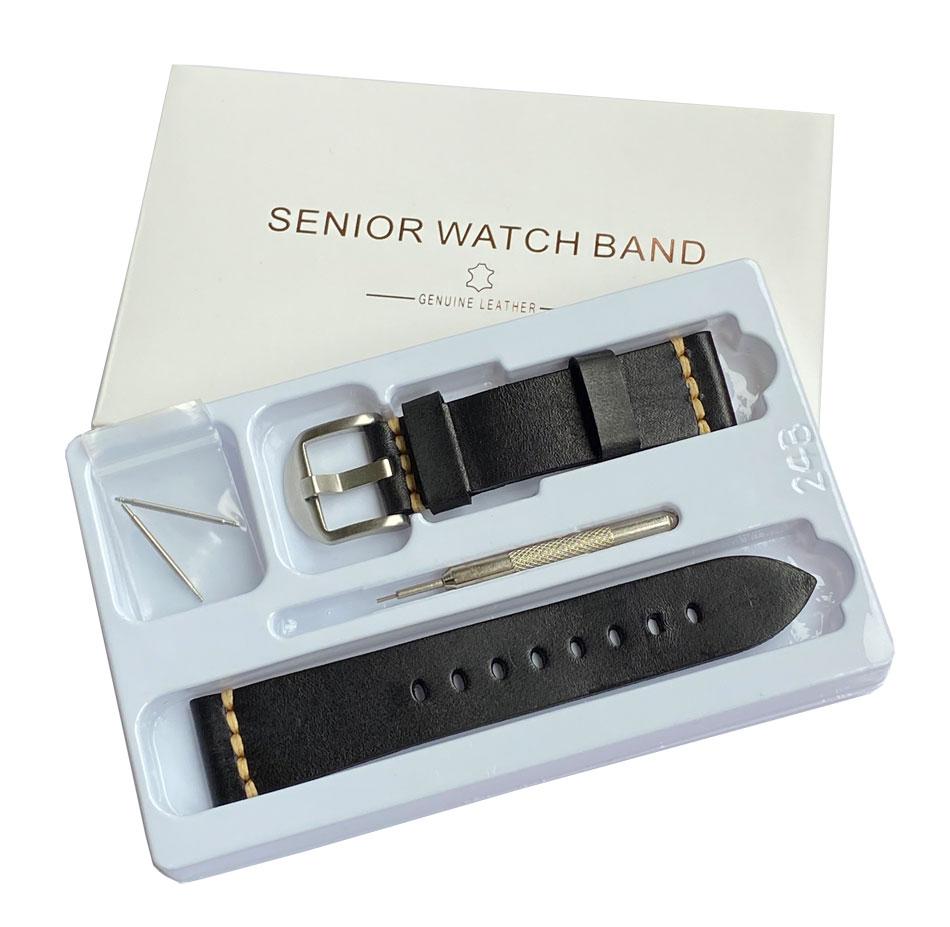 Ремешок кожаный Primolux C052B Steel buckle для часов Honor Magic Watch 2 46mm Black, фото №7