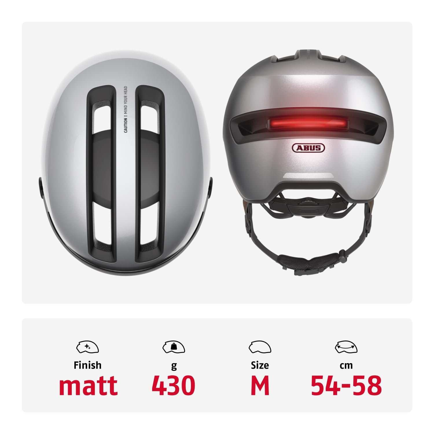 Шолом ABUS City HUD-Y ACE з козирком і магнітною перезаряджаючою LED підсвіткою, фото №3