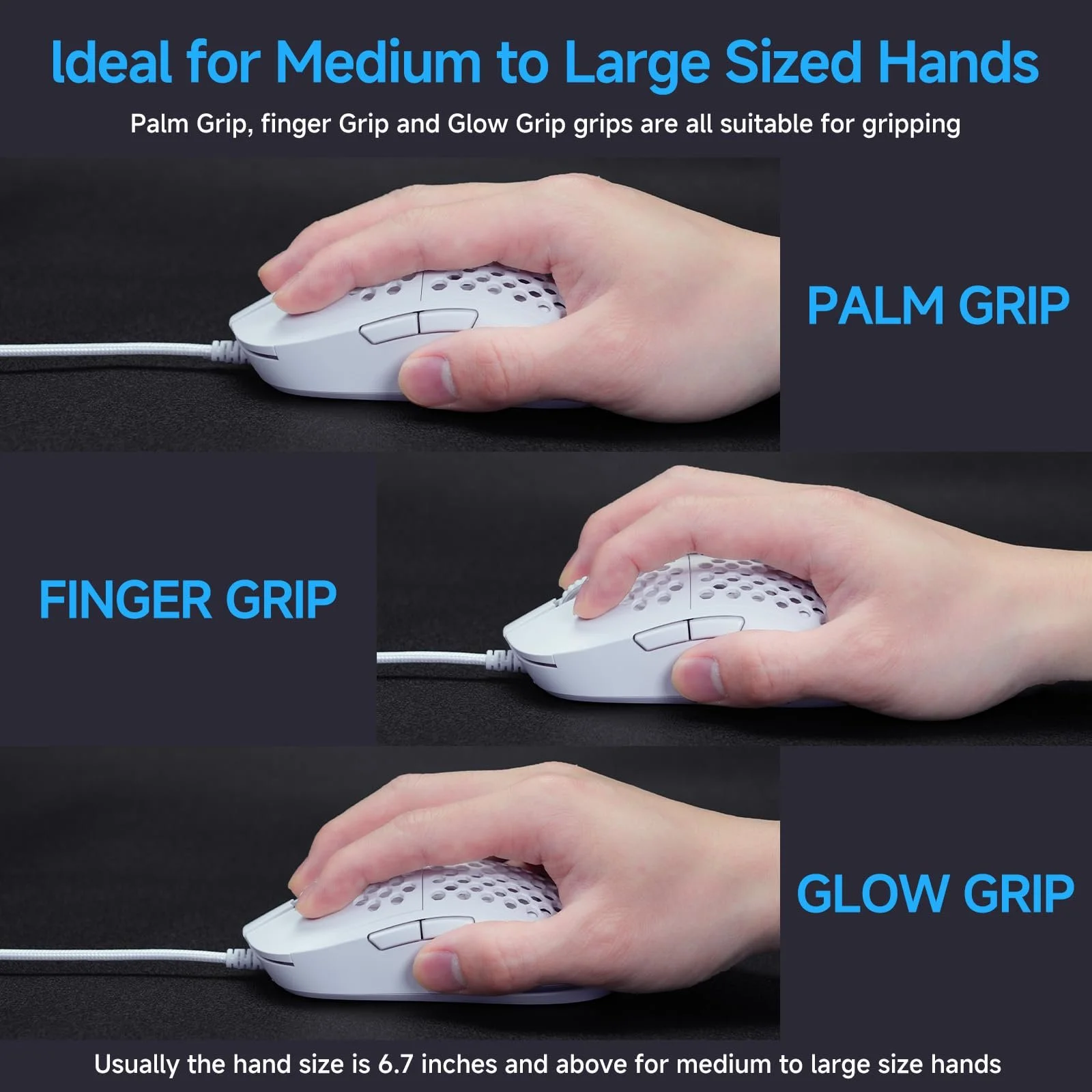 Мышь TMKB M1se Игровая USB 12800 DPI Оптический Сенсор 6 Программируемых Кнопок Сотовая RGB Белый, фото №6