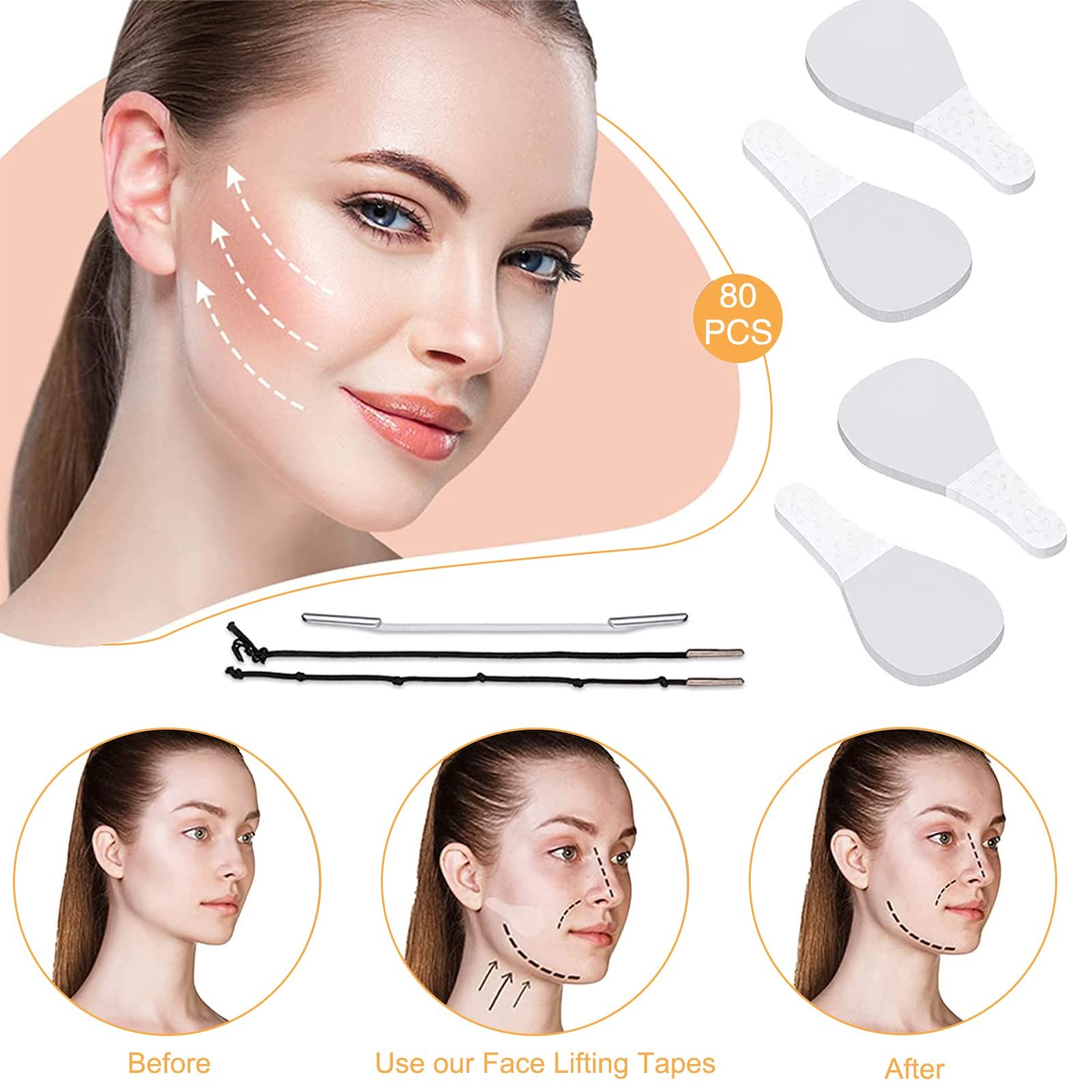 Ленты для подтяжки лица 80 шт, фото №3