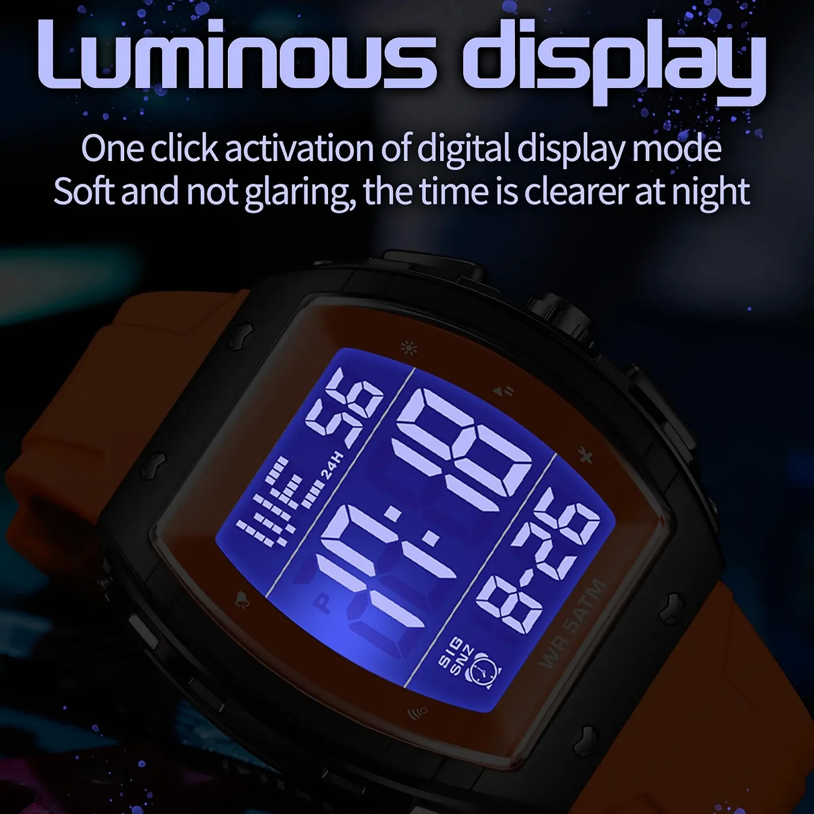 Часы мужские цифровые Findtime Tonneau тактические военные крупные цифры LED будильник календарь силиконовый ремешок, фото №3