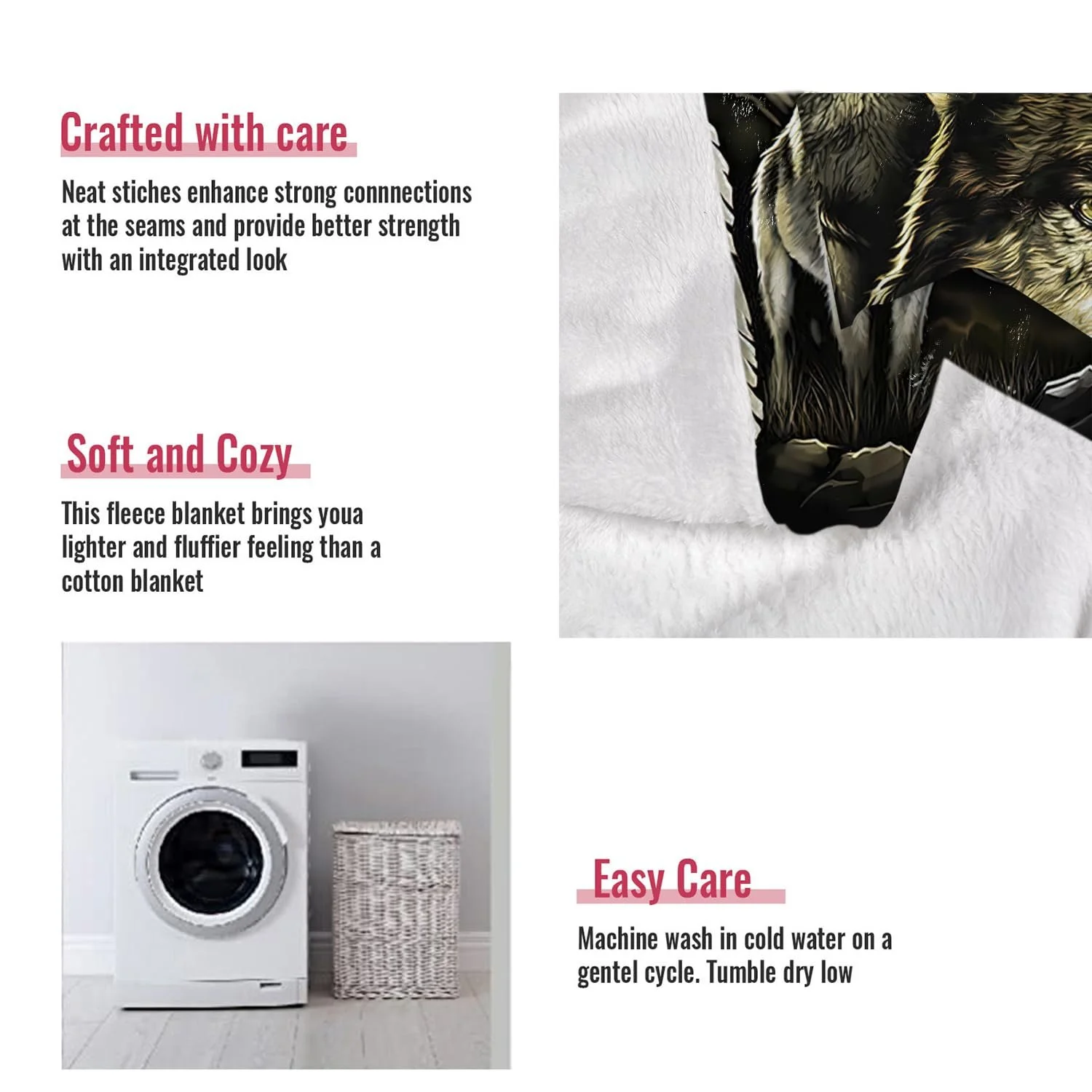 Одеяло YISUMEI Фланель Волк Mandela, 150 x 200 см, фото №6