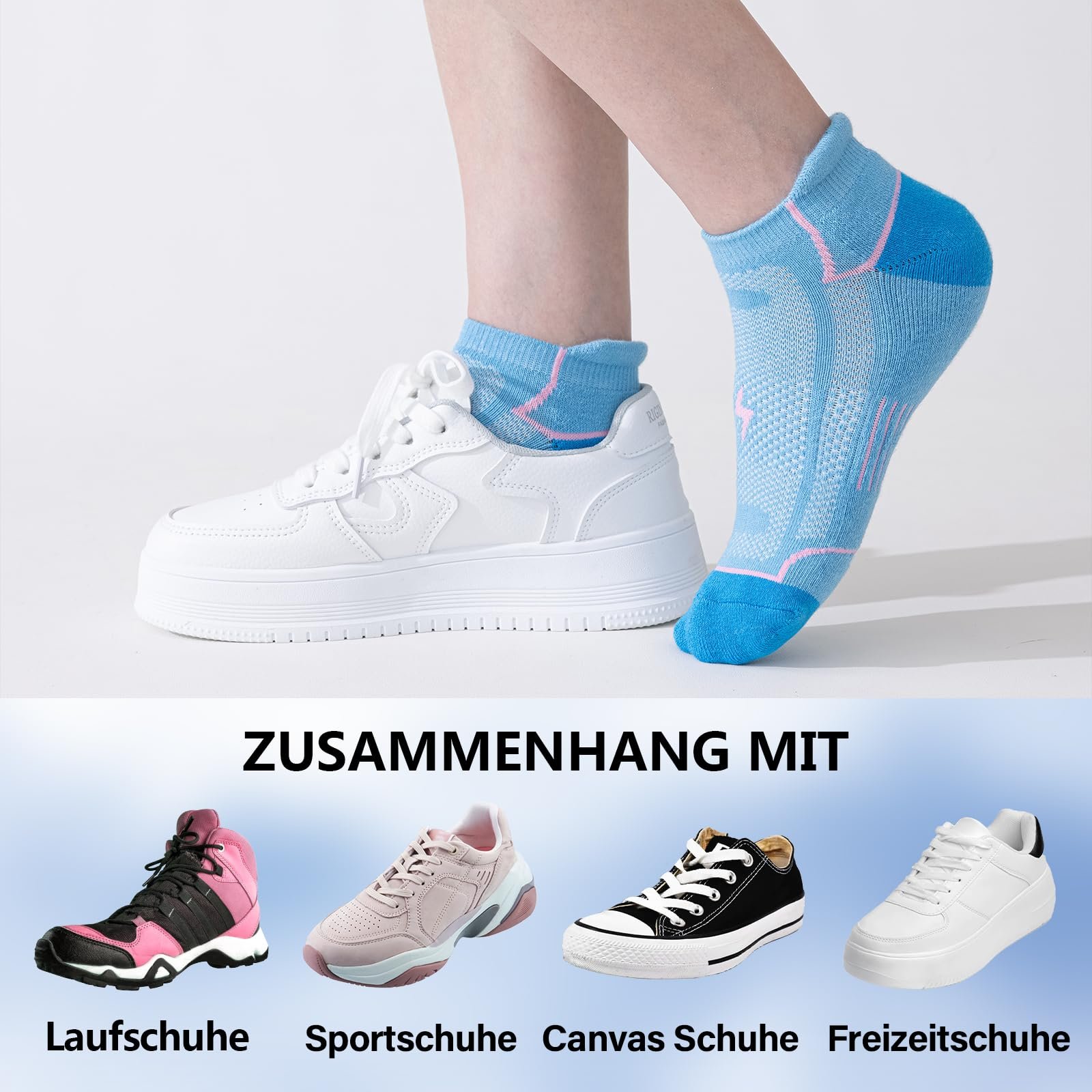 Носки Trainer Женские 39-42, 35-38, Носки Женские Дышащие Анти-пузырь Хлопок 6 пар Спортивные носки Короткие с подкладкой Multi Athletic Running Socks, фото №9