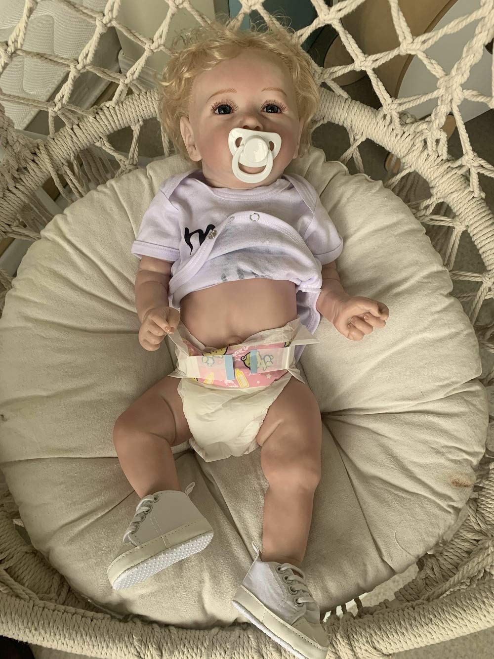 Кукла iCradle Reborn Baby 22 дюйма Близнецы Улыбаются Реалистичная Силиконовый Винил Малыш Магнитный Рот Открытый Рот (Мальчик), фото №3