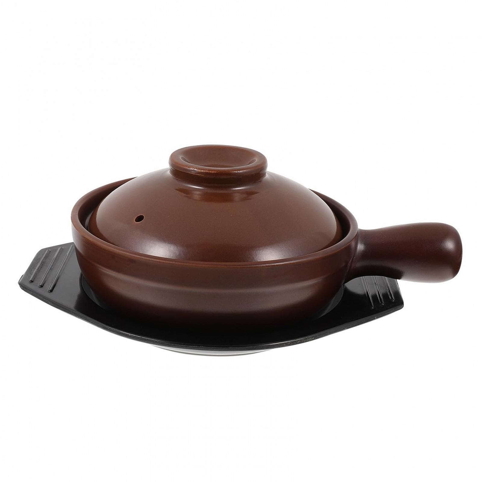 Керамическая кастрюля LIFKOME с ручкой термостойкая для тушения и супов Синяя, фото №1