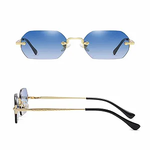 Сонцезахисні окуляри WDZAYXC Ретро Без оправи для жінок та чоловіків Шестикутні synthetic.ua - Фото 1