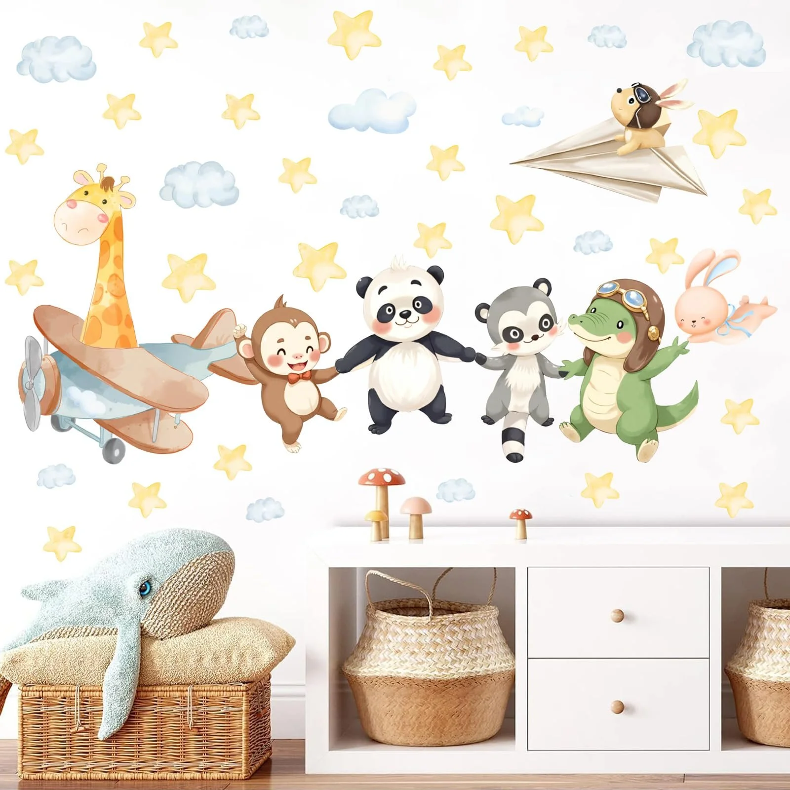 Наклейка на стіну TOARTI Animal Giraffe Panda Monkey Crocodile 2 листи 30 x 84 см, фото №2