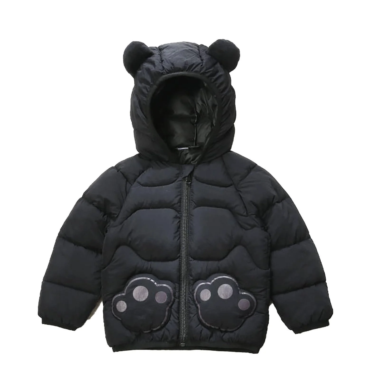 Стёганая куртка с капюшоном Generisch Kids для мальчиков и девочек с принтом панды и ушками, фото №1