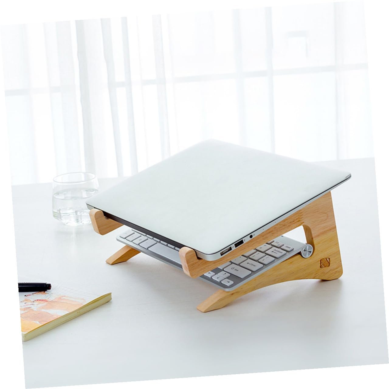 Підставка для ноутбука дерев'яна FRCOLOR для дому та офісу, тримач для клавіатури, ергономічна, фото №7 Підставка для ноутбука дерев'яна FRCOLOR для дому та офісу, тримач для клавіатури, ергономічна, фото №7