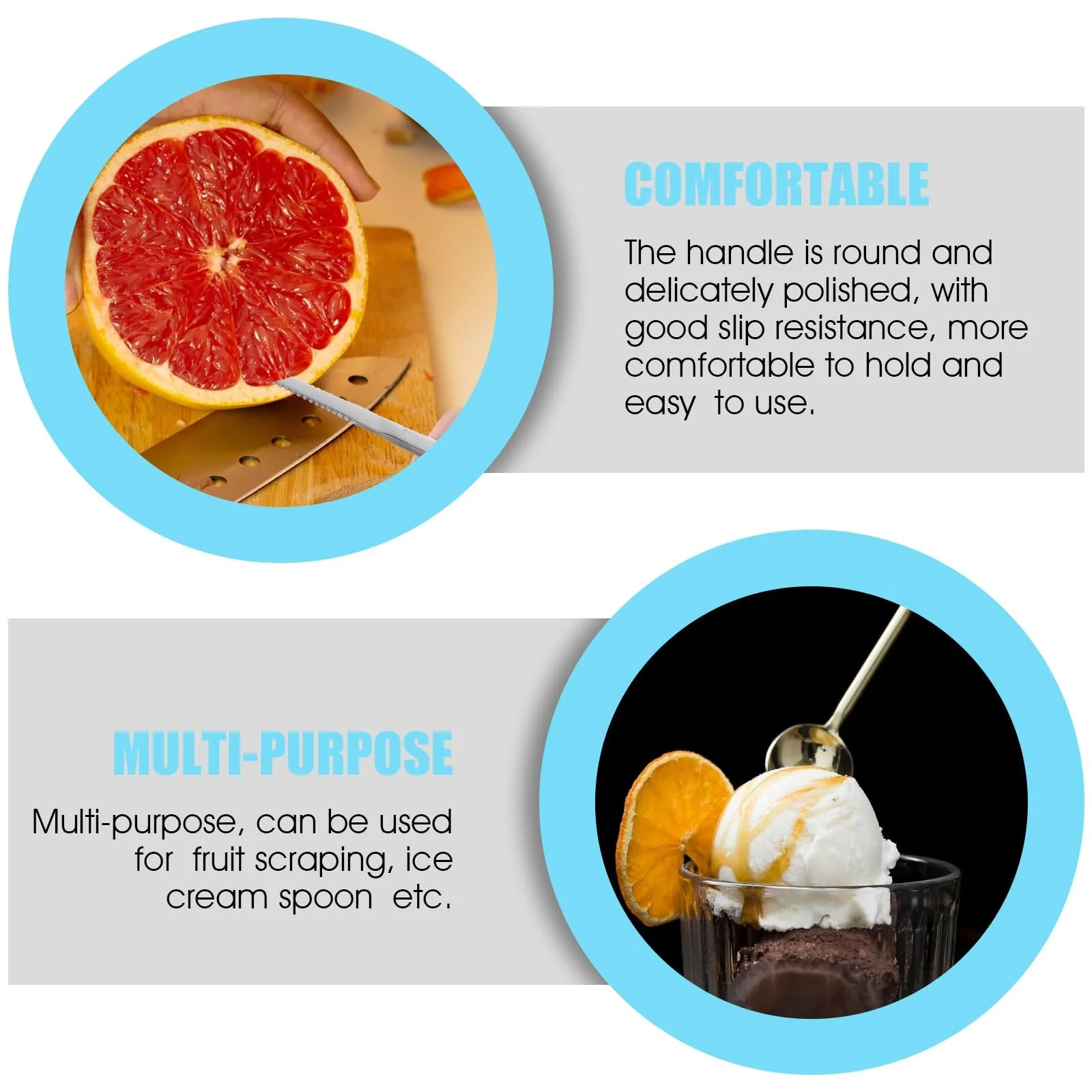 Ложка для грейпфрута Giantree Набір з 3 предметів, нержавіюча сталь, фото №5
