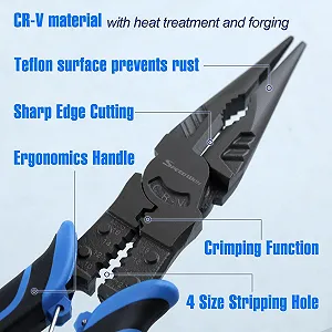 Многофункциональные плоскогубцы SPEEDWOX 9 дюймов с инструментом для зачистки проводов, клещами для обжима, боковыми кусачками, комбинированными плоскогубцами, сверхпрочными плоскогубцами для гибки, обжима, зачистки, скручивания synthetic.ua - Фото 1