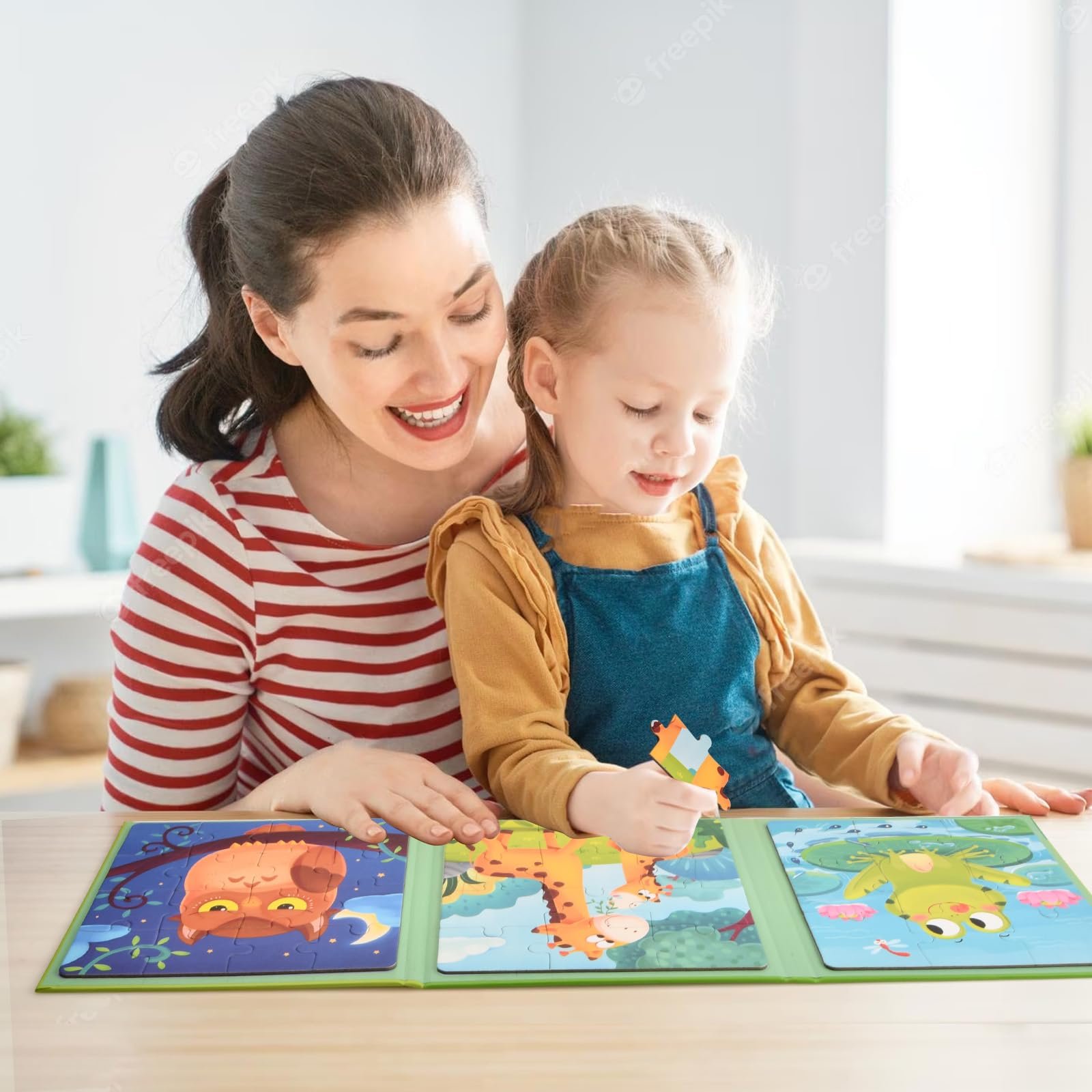 Магнітний пазл Тварини 3-в-1 9-12-16 деталей, фото №4